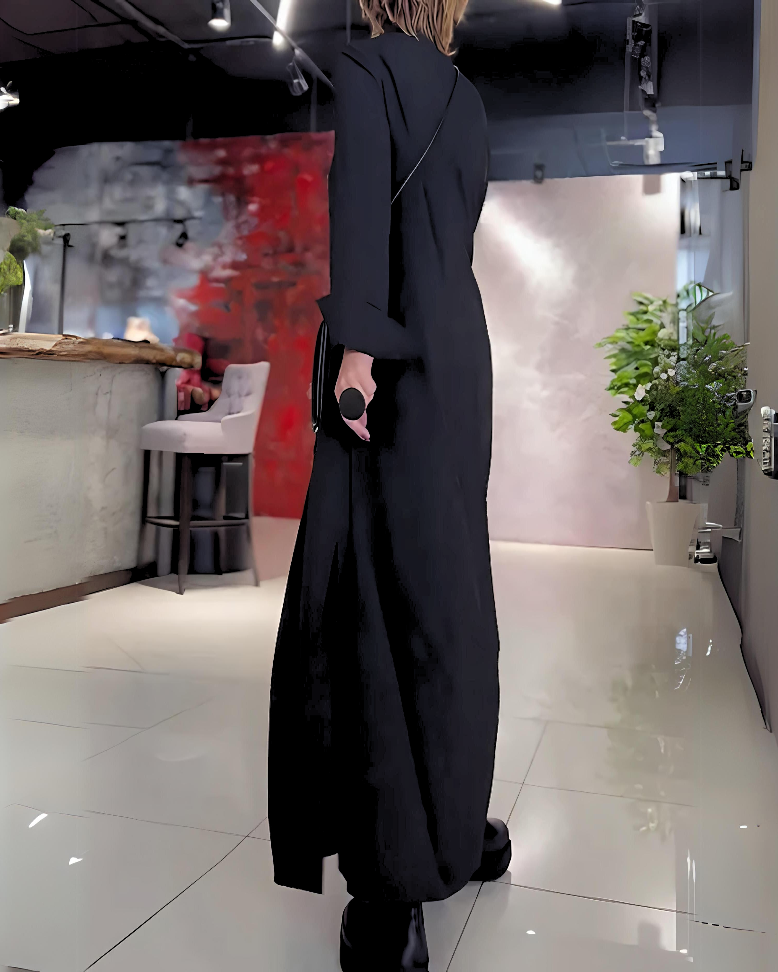 EVA™ | LANGE LOSSE JURK MET REVERS EN ZIJSPLIT