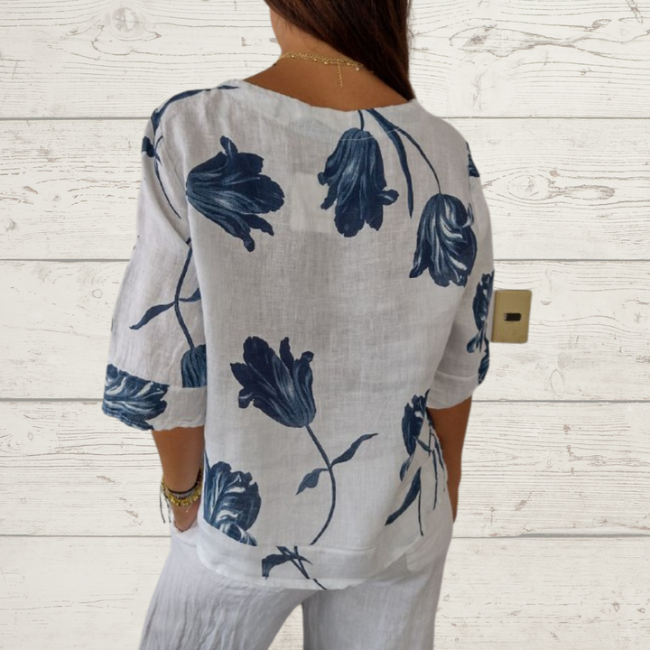 Voorjaarsblouse met V-hals