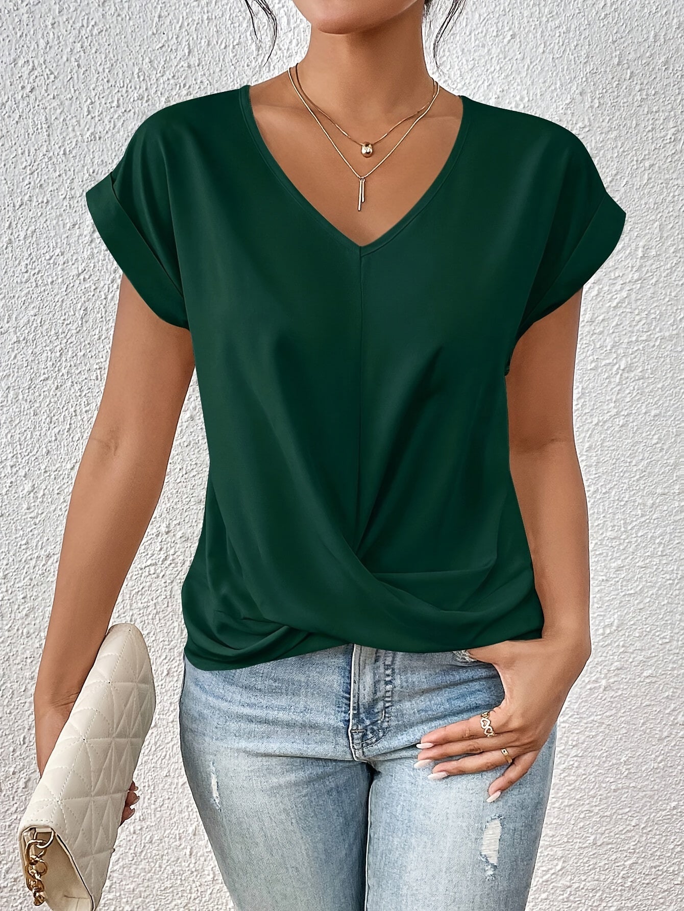 Casual T-shirt met sweetheart halslijn