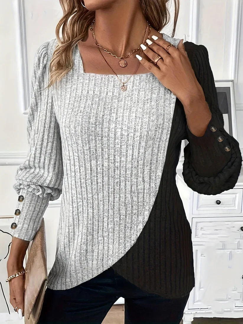 THERESA - BLUSE AUS ASYMMETRISCHEM STRICK