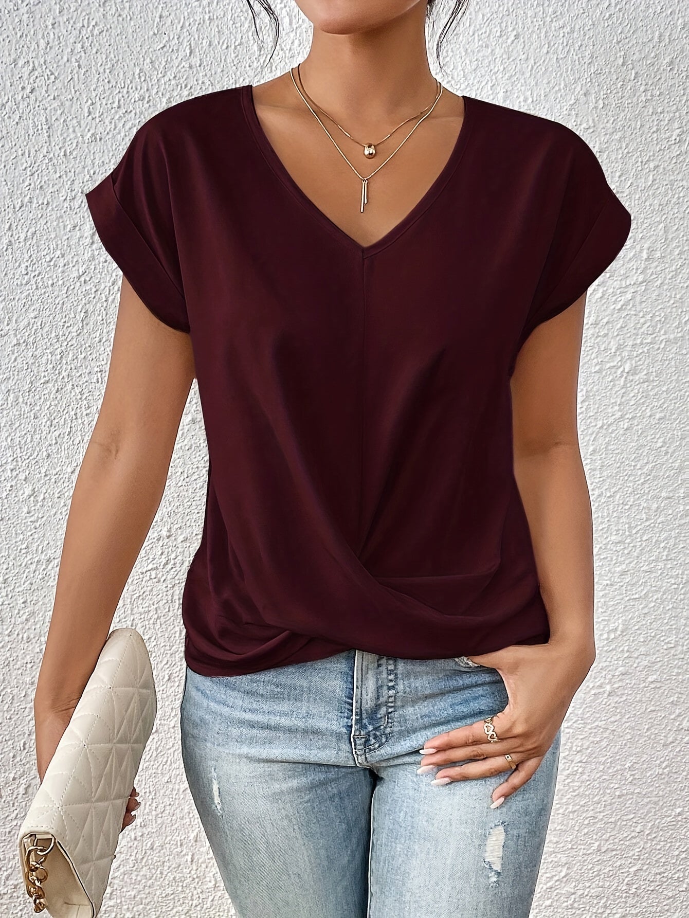 Casual T-shirt met sweetheart halslijn