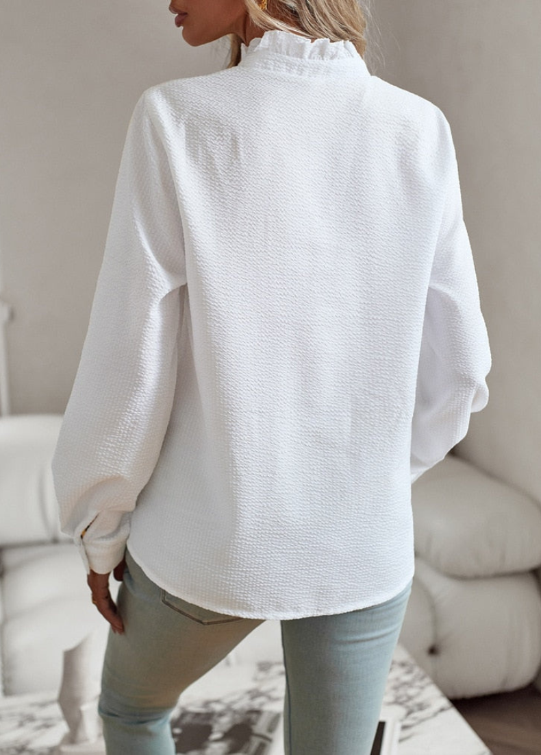 XAVERIA - RÜSCHENBLUSE MIT LANGEN ÄRMELN