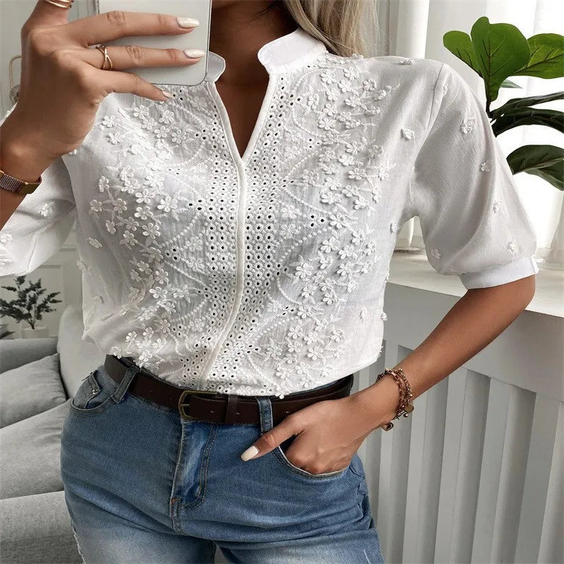 Zaluné - White flower blouse