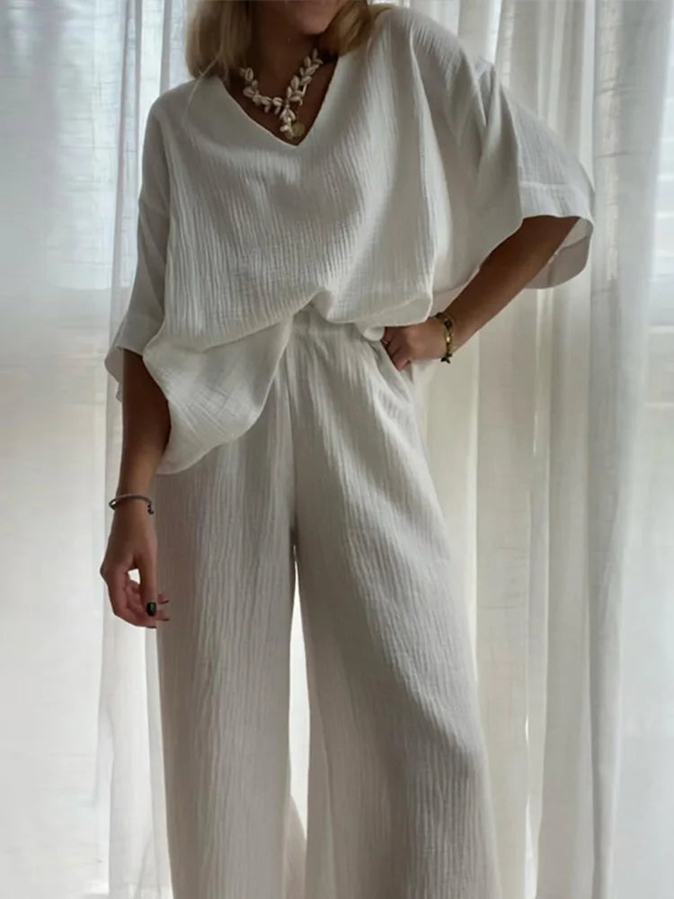 Loose Fit Katoen/Linnen 2-Delige Set