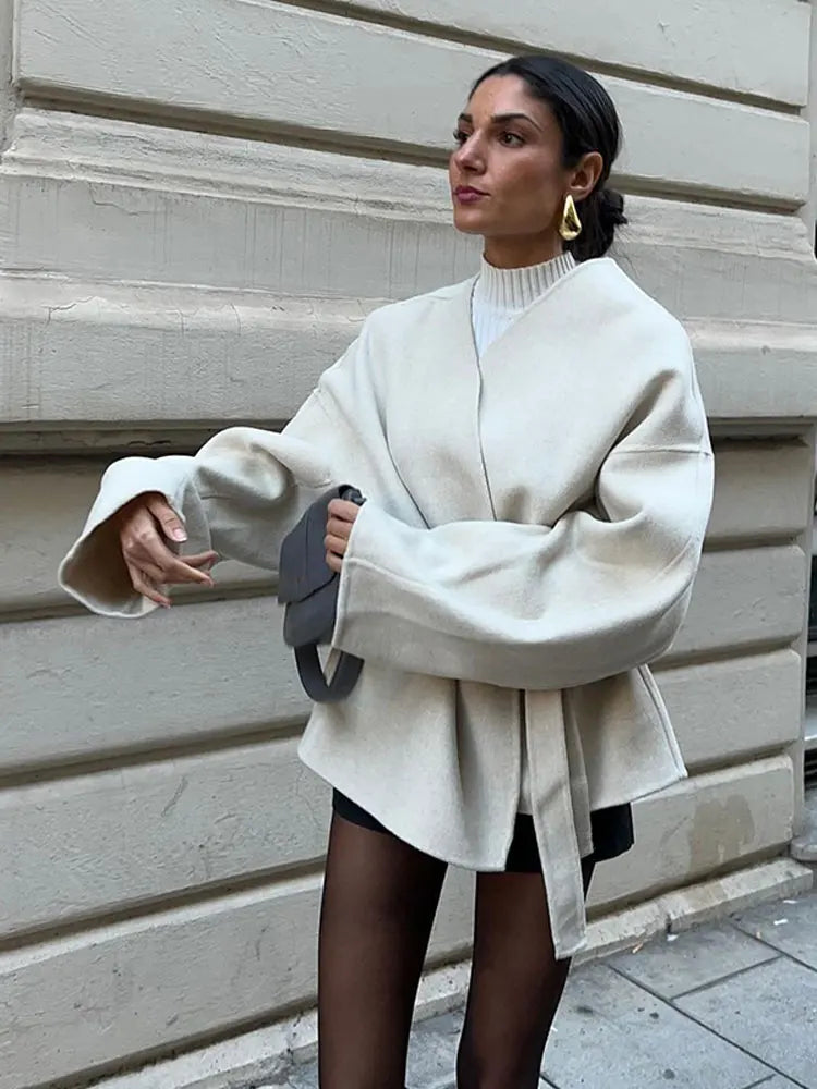 V-Hals Lace Up Damesjas