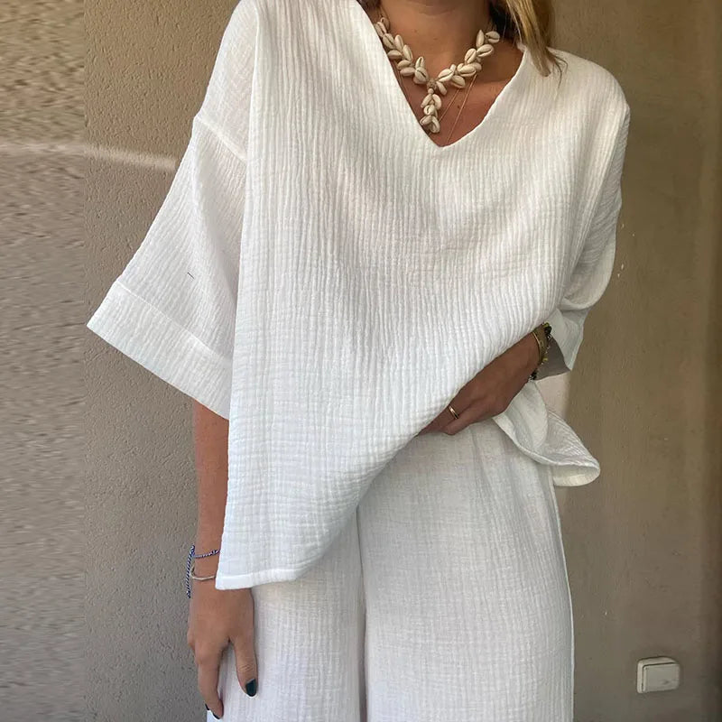 Loose Fit Katoen/Linnen 2-Delige Set