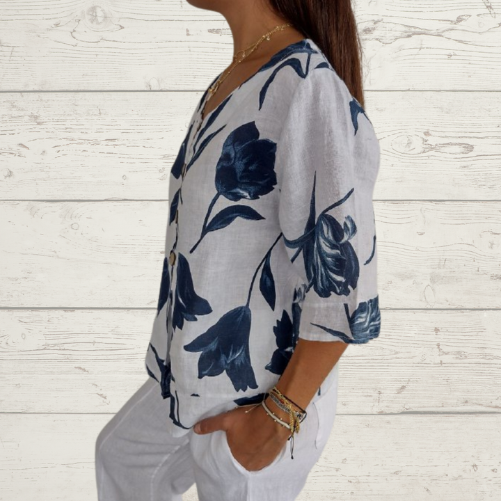 Voorjaarsblouse met V-hals