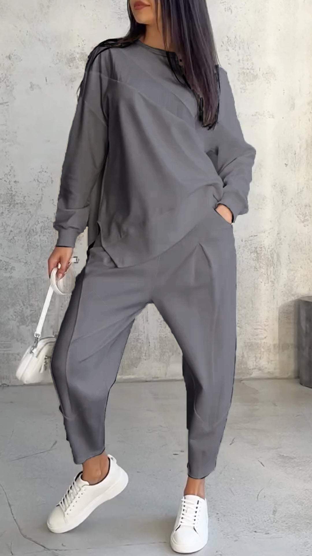 FLORIANA™ | ELEGANT TWEEDELIG SET MET RONDE HALS EN LANGE MOUWEN