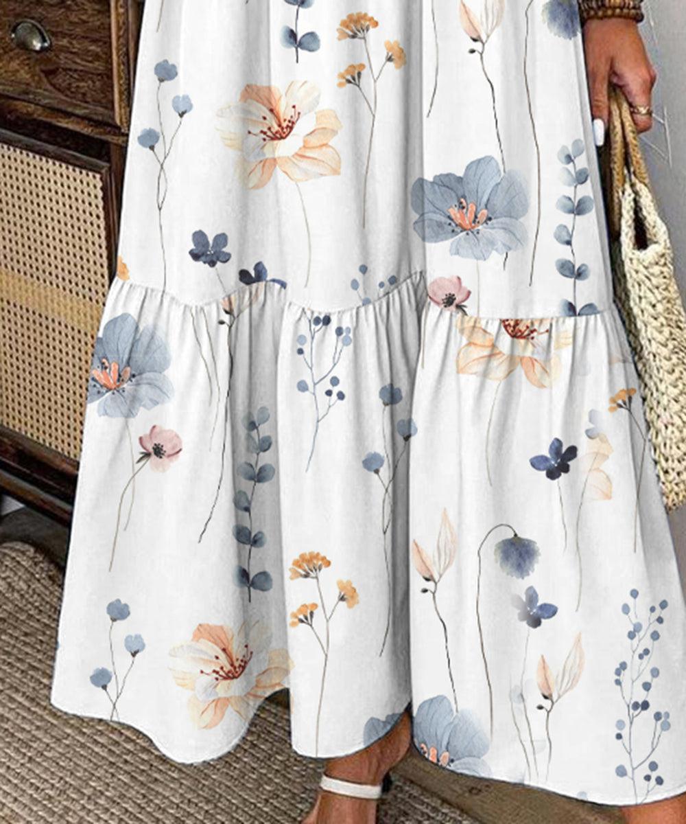 Elvienne | Frisse Maxi-jurk met Print & Kraag