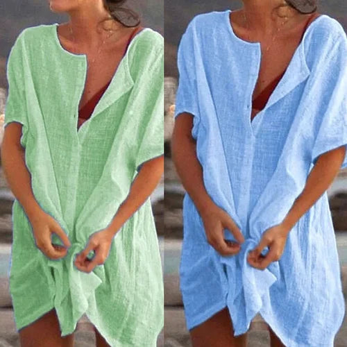 HEDDA - LEINENHEMD MIT KURZEN ÄRMELN