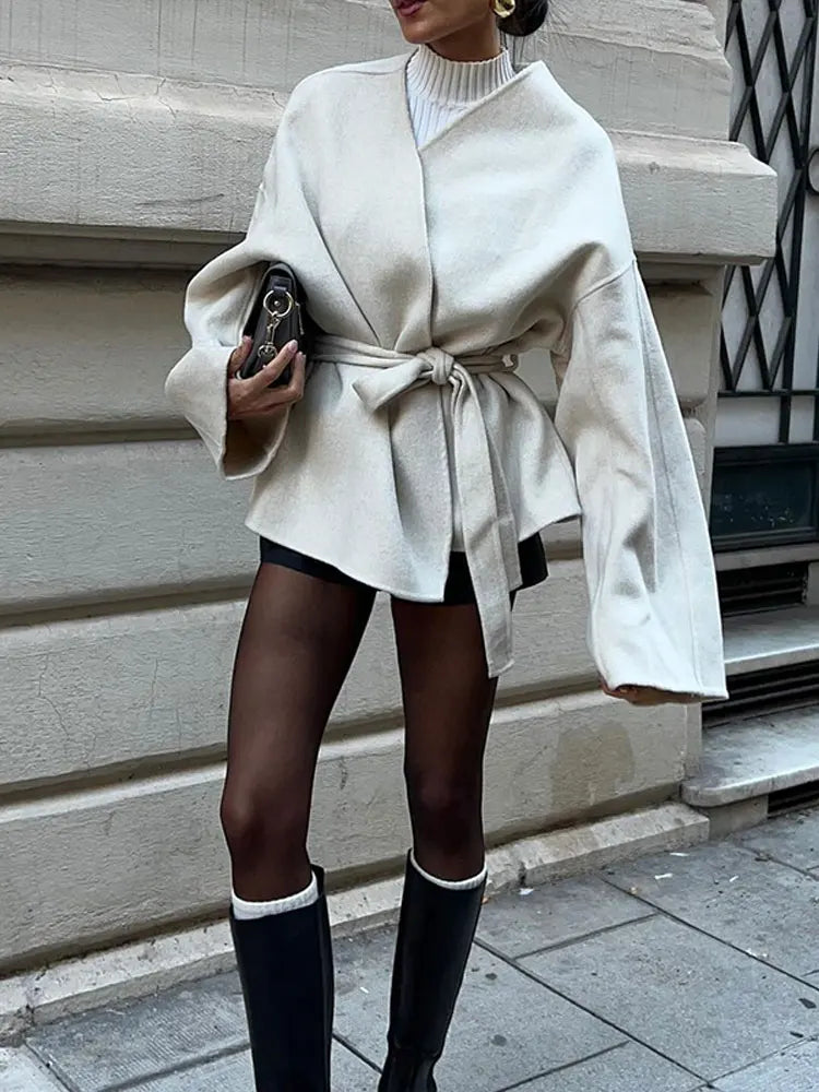 V-Hals Lace Up Damesjas