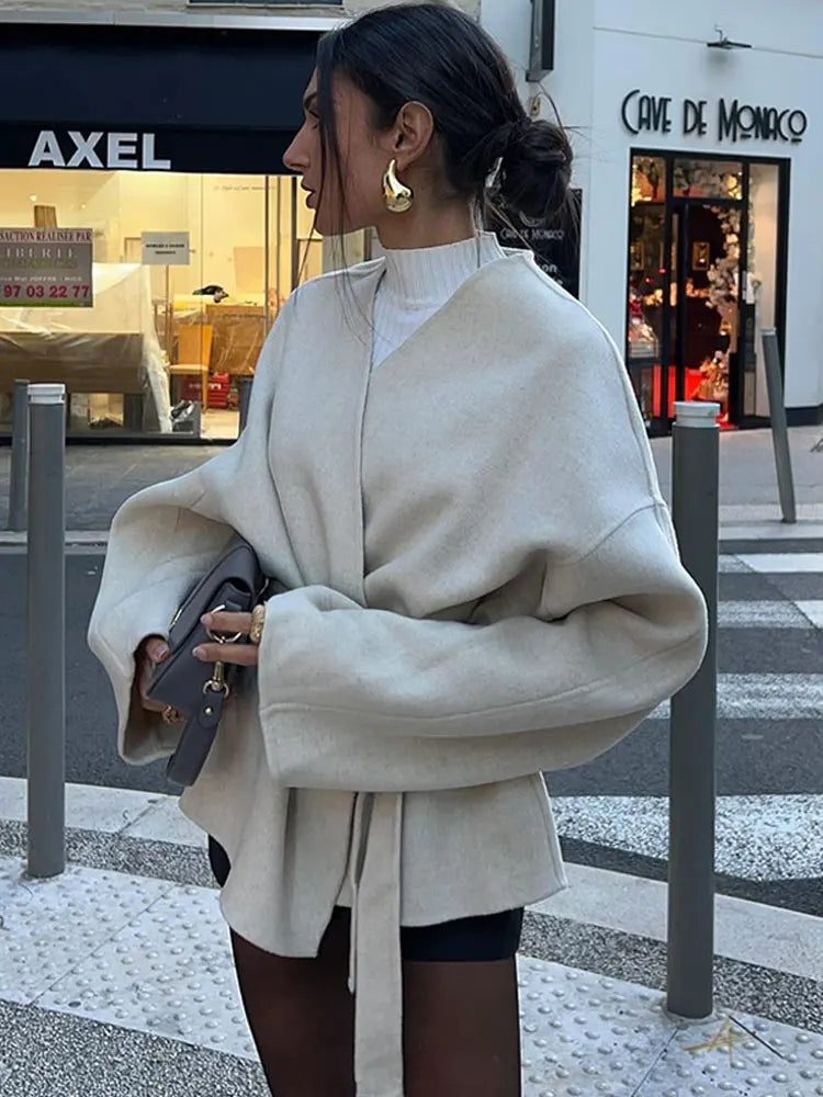 V-Hals Lace Up Damesjas