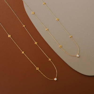 CARRIE Klaver Ketting | Goud