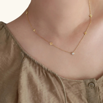 CARRIE Klaver Ketting | Goud