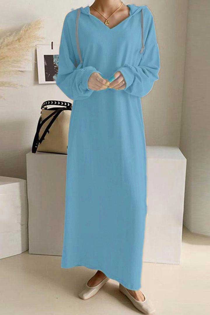 Casual V-Hals Hooded Dress