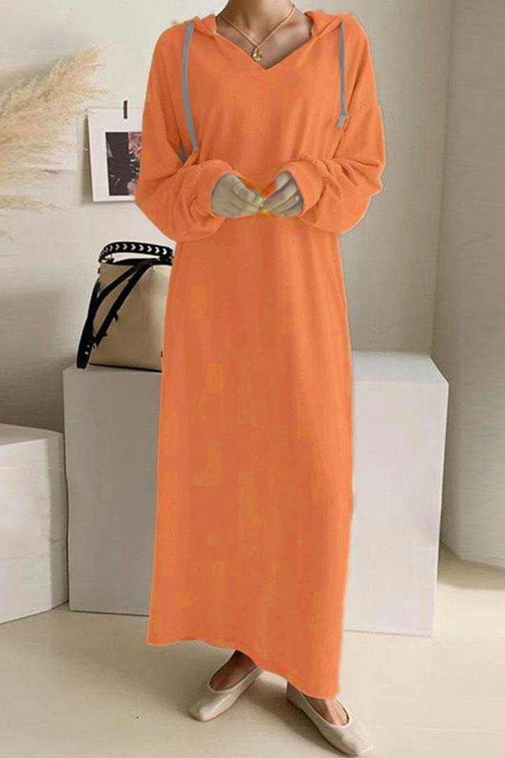 Casual V-Hals Hooded Dress