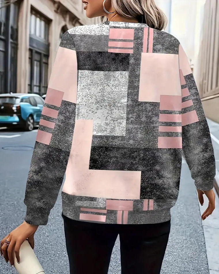 AGNES - GEMUSTERTER ZIPPER-SWEATER