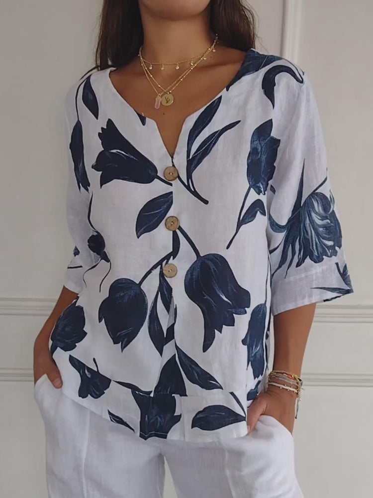 Voorjaarsblouse met V-hals