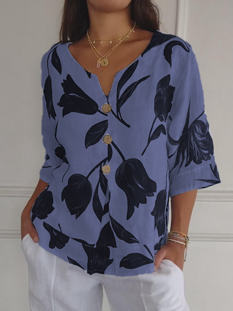 Voorjaarsblouse met V-hals