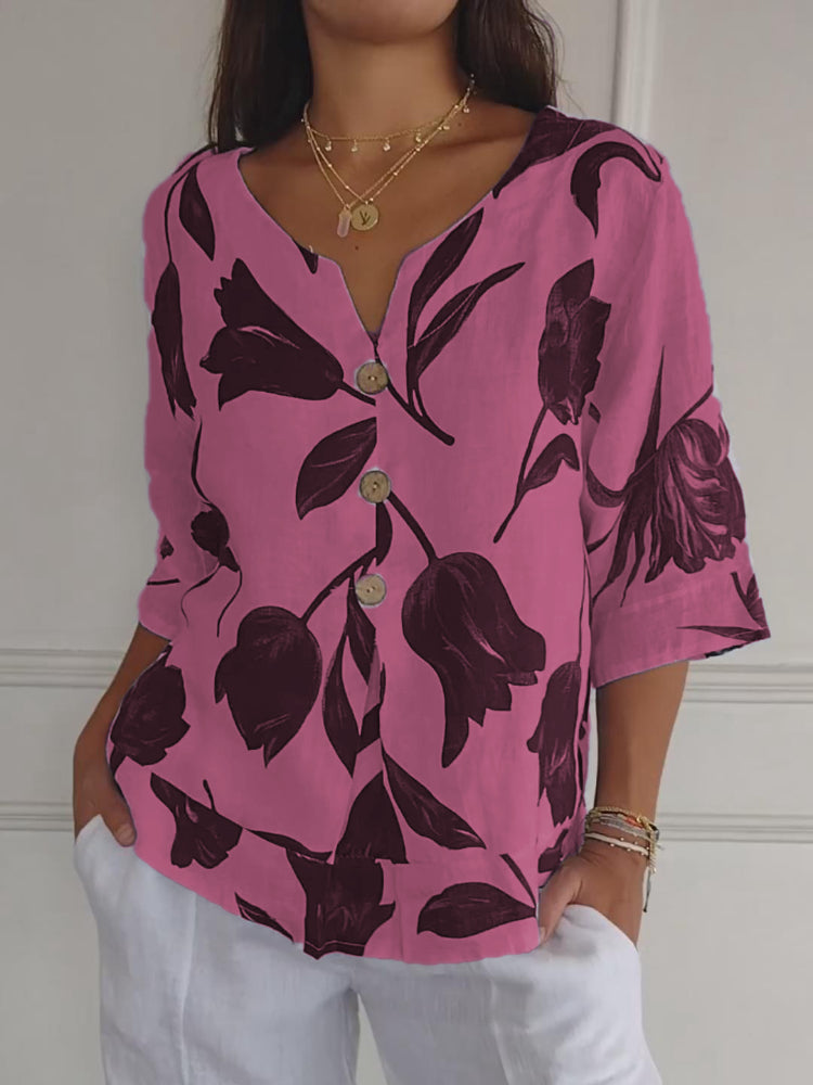 Voorjaarsblouse met V-hals