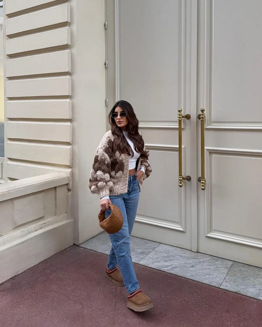 DEVIN - STRICKJACKE AUS GROBER STRUKTURIERTER MASCHEN