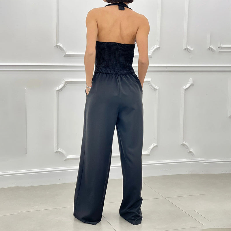 ⏳Beperkte Tijd 50% Korting💥Mouwloze Jumpsuit met Wijde Pijpen en Knoopsluiting voor Dames